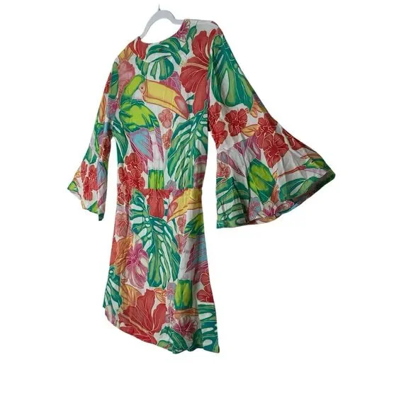 Maaji Joy Kaftan Cover Up Womens Small Sky Garden Beach Tropical‎ Outdoor New - Picture 6 of 13